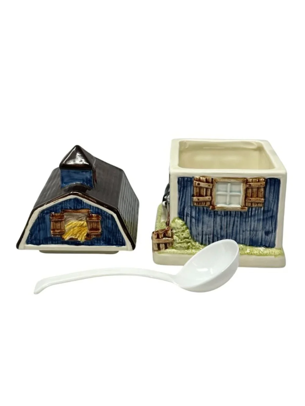 Vintage Gibson Greetings Otagiri Ceramic Barn Sugar Bowl Spoon